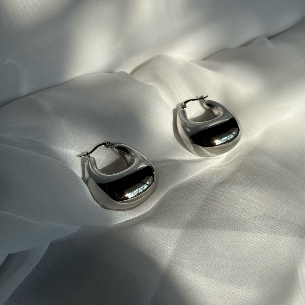 Chunky Silver Hoop Earrings